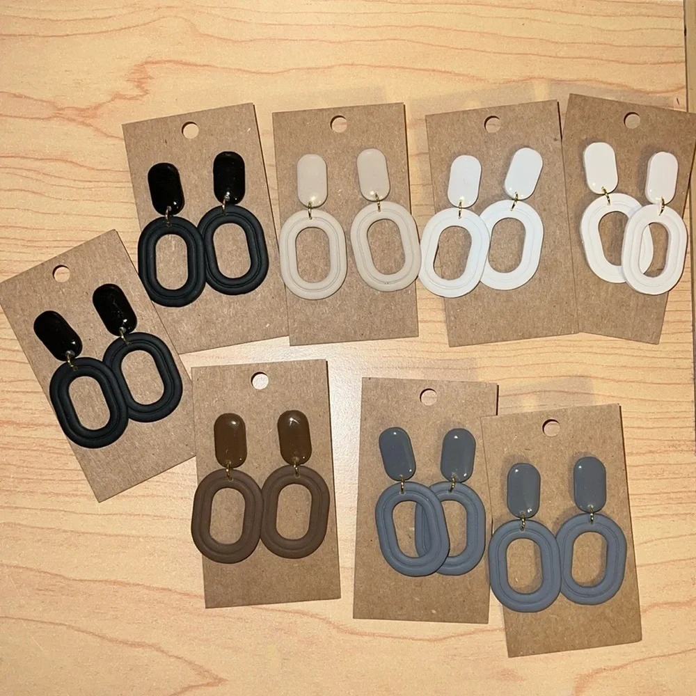 Neutral clay earrings